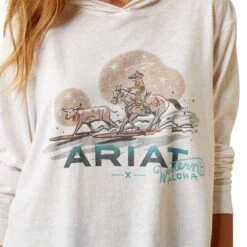 Women's Ariat Surfing Longhorn Western Aloha Hooded T-Shirt #10044958 -Cowgirl Fit Sales Store 26822e4fe4487eb7a6d62090996b357b