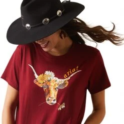 Women's Ariat REAL Dasiy Steer T-Shirt #10043757 -Cowgirl Fit Sales Store 761edee14a5363c939e056dbc0bdd4e8