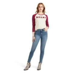 Women's Ariat REAL Logo Baseball T-Shirt #10042297 -Cowgirl Fit Sales Store 81a91a7b1e00f14eb989995d1274c27c