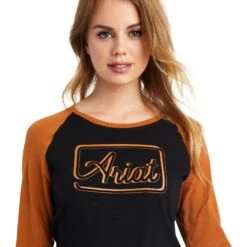 Women's Ariat REAL Logo REAL Baseball T-Shirt #10042150 -Cowgirl Fit Sales Store 8ea4de96446947bee9be6f3335d5e07a