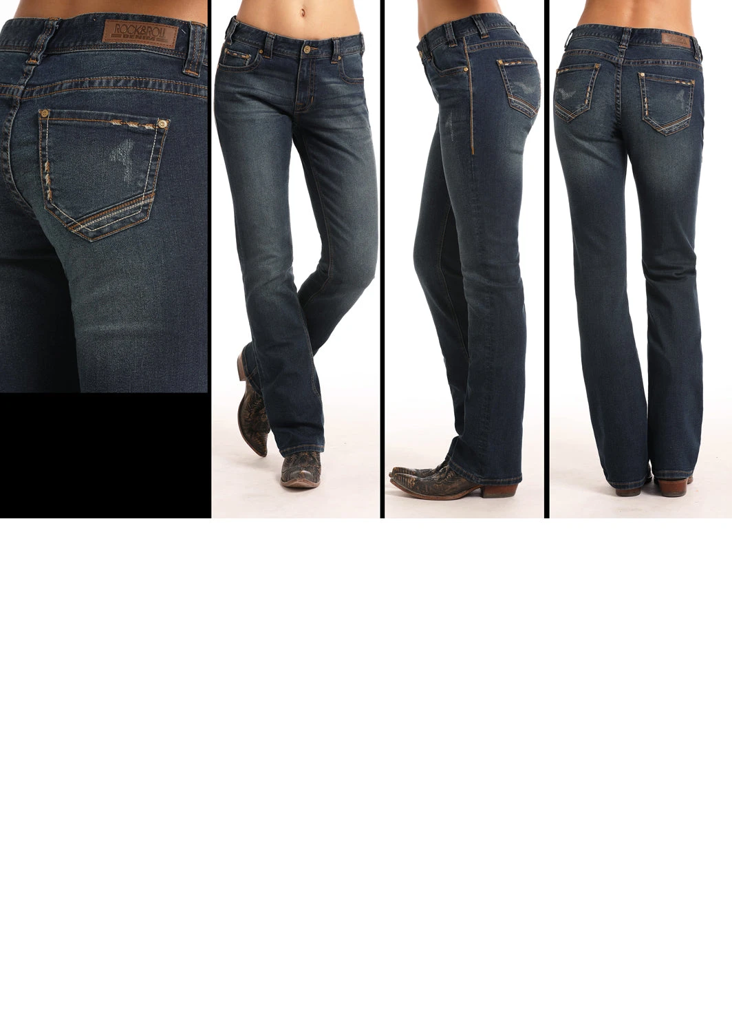 Women's Rock & Roll Cowgirl Boyfriend Boot Cut Jean #W2-6664 1 Women's Rock & Roll Cowgirl Boyfriend Boot Cut Jean #W2-6664