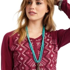 Women's Ariat REAL Printed Henley #10042299 -Cowgirl Fit Sales Store a9650f0e7c984554f11ca06dc272de72