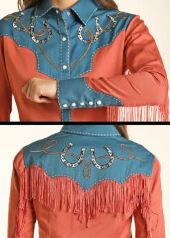 Women's Rock & Roll Cowboy Snap Front Shirt #B4S7693 -Cowgirl Fit Sales Store b49cabbac043f34e645c72ffd3c06fca