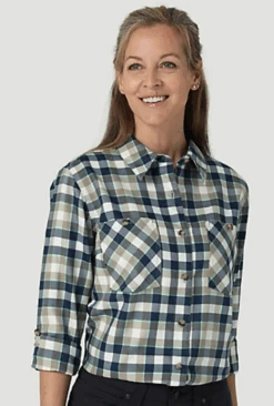 Women's Wrangler Riggs Flannel Button Down Shirt #112317244
